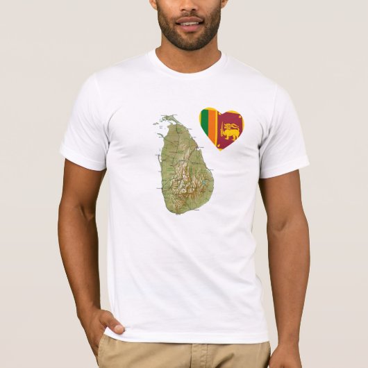 Sri Lanka Flag Herz und Karte T - Shirt (Vorderseite)