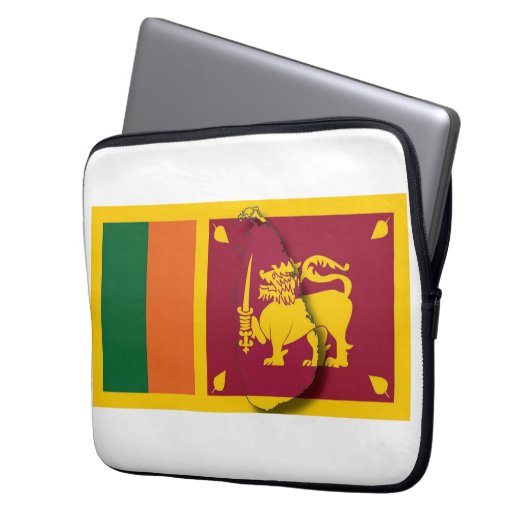SRI LANKA Flag Map Patriotic Computer WHITE Laptopschutzhülle (Vorderseite Links)