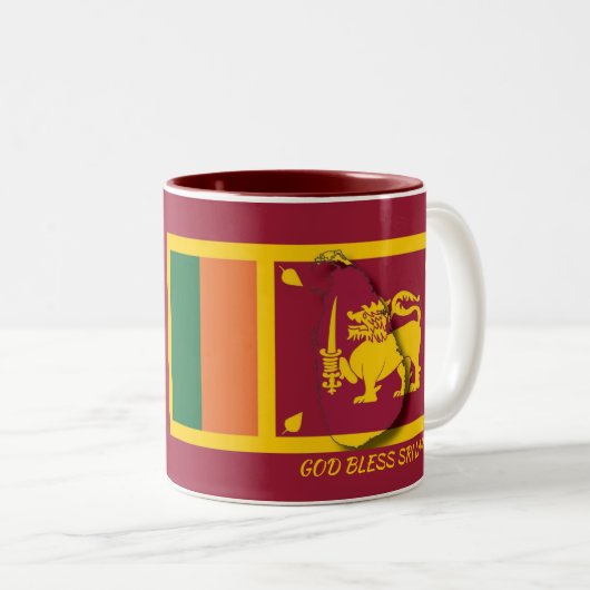 SRI LANKA FLAG MAP-Skript, kundenspezifisch Zweifarbige Tasse (VorderseiteRechts)
