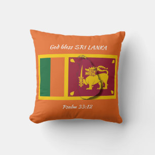 SRI LANKA FLAG Patriotic Scripting Custom ORANGE Kissen
