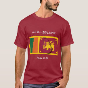 SRI LANKA FLAG Patriotische Schrift Custom MAROON T-Shirt