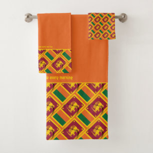 SRI LANKA FLAG Personalisierte ScripterORANGE Badhandtuch Set