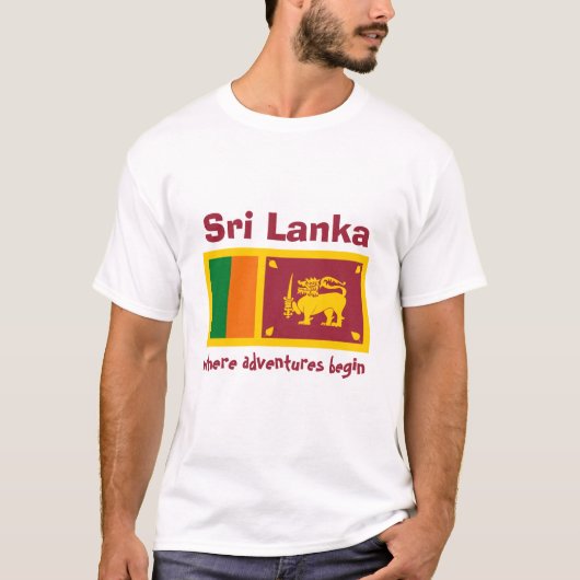 Sri Lanka Flagge + Karte + Text-T - Shirt (Vorderseite)