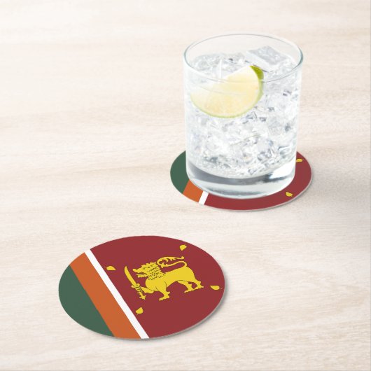 Sri Lanka-Flagge Runder Pappuntersetzer (Vor Ort)