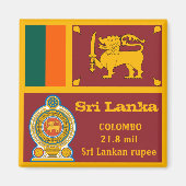 Sri Lanka flagge & Vajra Emblem, Reise-/Sportfans Magnet (Vorne)