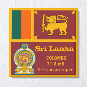 Sri Lanka flagge & Vajra Emblem, Reise-/Sportfans Magnet