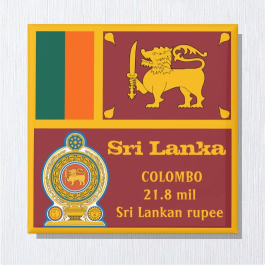 Sri Lanka flagge & Vajra Emblem, Reise-/Sportfans Magnet
