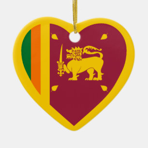 Sri Lanka Flaggen-Herz Keramik Ornament