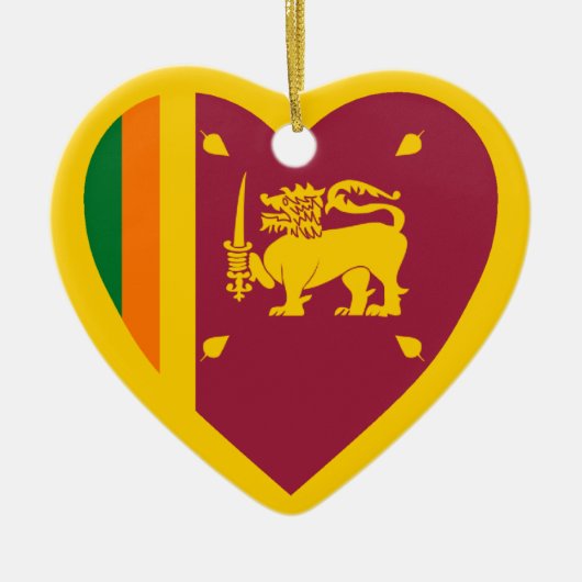 Sri Lanka Flaggen-Herz Keramik Ornament (Vorne)