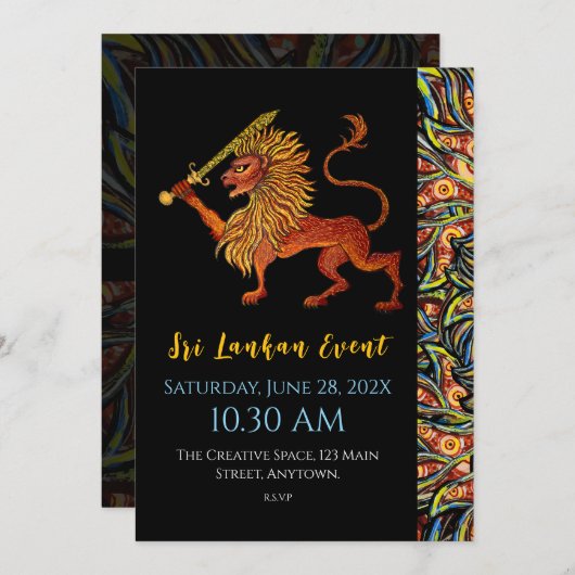 Sri Lanka Flaggen-Löwenflugkarte Einladung (Vorne/Hinten)