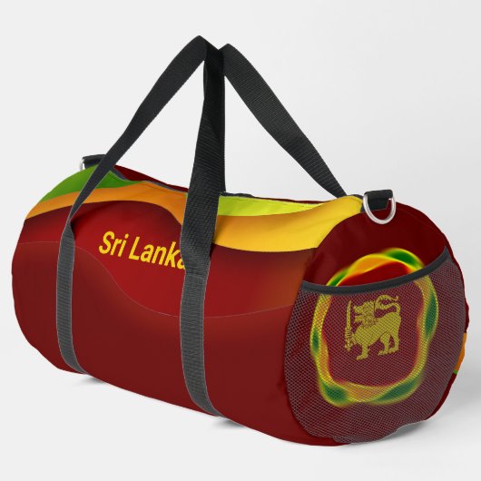 Sri Lanka Flaggenfarben und Yellow Lion Sinhala Duffle Bag (Rechte Ecke)