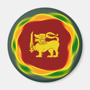 Sri Lanka Flaggenfarben und Yellow Lion Sinhala Magnet