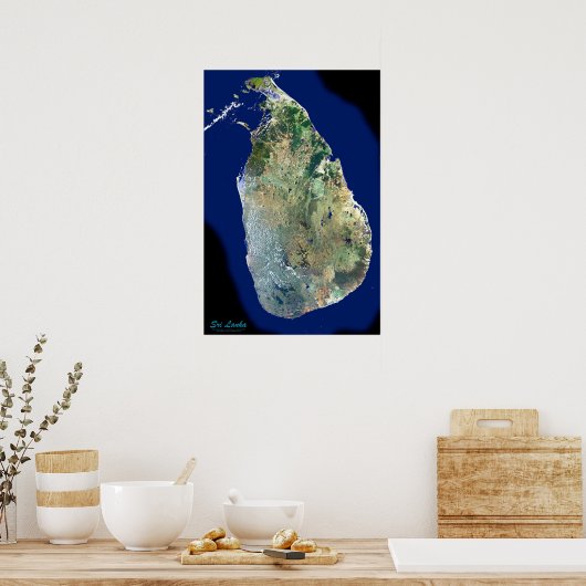 Sri Lanka from space satellite poster (Küche)