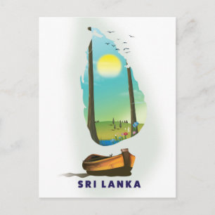 Sri Lanka Illustrierte Karte Tourismus Poster.