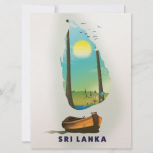 Sri Lanka Illustrierte Karte Tourismus Poster.