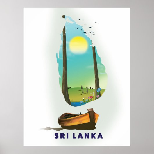 Sri Lanka Illustrierte Karte Tourismus Poster. Poster (Vorne)