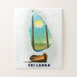 Sri Lanka Illustrierte Landkarte Tourismusposter. Puzzle