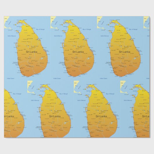 Sri Lanka-Karte Geschenkpapier (Flach)