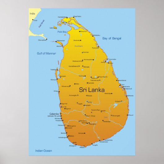 Sri Lanka-Karte Poster (Vorne)
