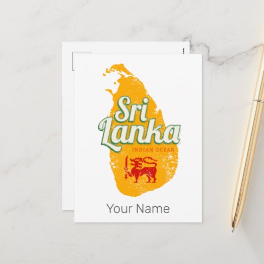 Sri Lanka Karte Vintag Holiday Island Souvenir (Vorderseite/Rückseite Beispiel)