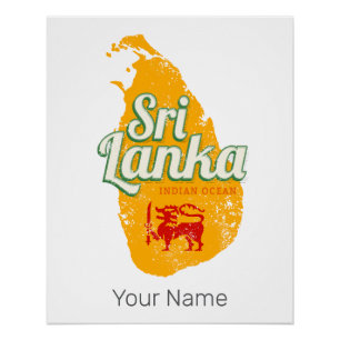 Sri Lanka Karte Vintage Urlaub Insel Souvenir Poster