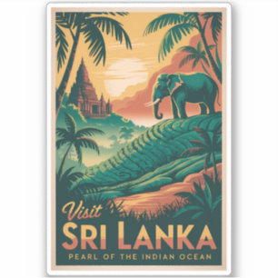Sri Lanka Landschaft Illustration Reise Kunst Retr Aufkleber