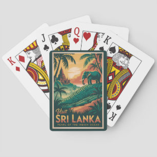 Sri Lanka Landschaft Illustration Reise Kunst Retr Spielkarten