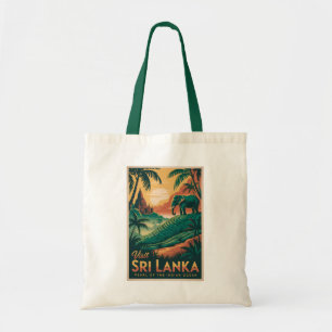Sri Lanka Landschaft Illustration Reise Kunst Retr Tragetasche