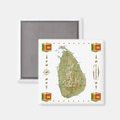 Sri Lanka Map + Flags Magnet (Vorderseite/Rückseite)