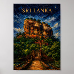Sri Lanka: Mystic Night Sigiriya Art Souvenir Poster
