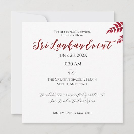 Sri Lanka Neujahrsfeier Save The Date (Rückseite)