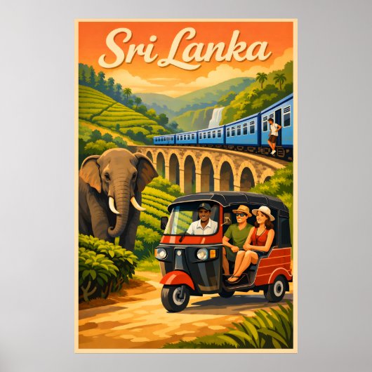 Sri Lanka Vintage-Reisewerbeposter Poster (Vorne)
