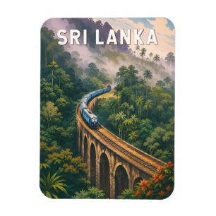 Sri Lanka Zug Illustration Reise Kunst Vintage Magnet