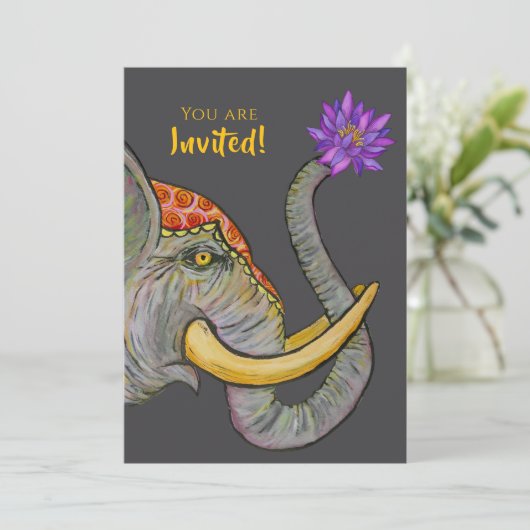 Sri Lankan Heritage Handgemalt Einladung (Stehend Vorderseite)