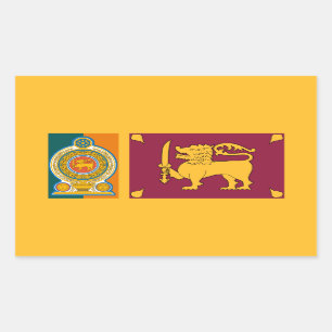 sri-lankische Flagge und Emblem, Flagge Sri Lankas Rechteckiger Aufkleber