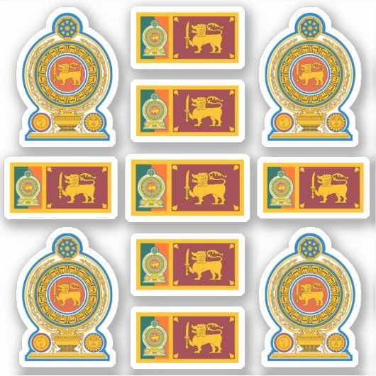 Sri Lankische Staatssymbole /Emblem und Flagge Aufkleber (Vorderseite)