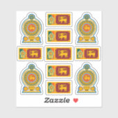 Sri Lankische Staatssymbole /Emblem und Flagge Aufkleber (Blatt)