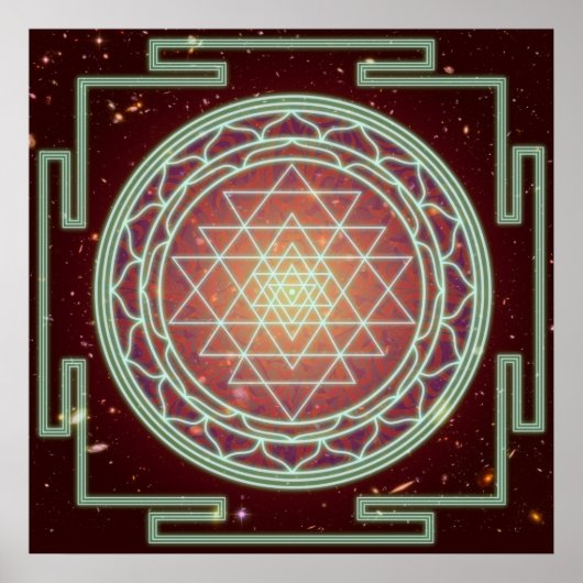 Sri Yantra Amber Glow Poster (Vorne)