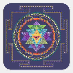 Sri Yantra-Aufkleber Quadratischer Aufkleber