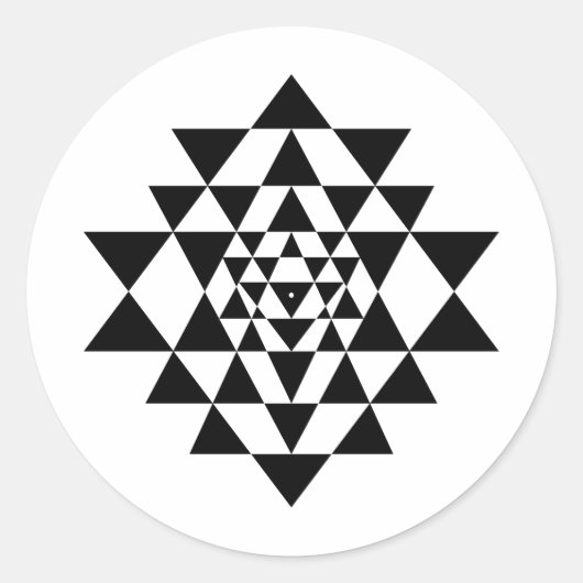 Sri Yantra Black & White Round Aufkleber (Vorderseite)