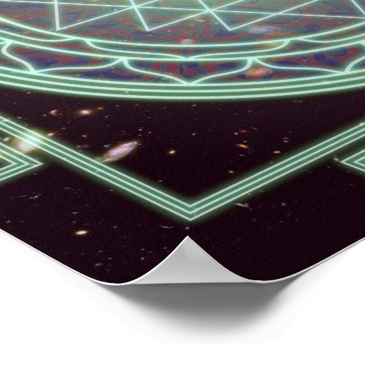 Sri Yantra Blue Glow Poster (Ecke)