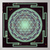 Sri Yantra Blue Glow Poster (Vorne)