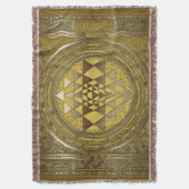 Sri Yantra Gold - Throw Blanket Decke (Vorderseite Vertikal)