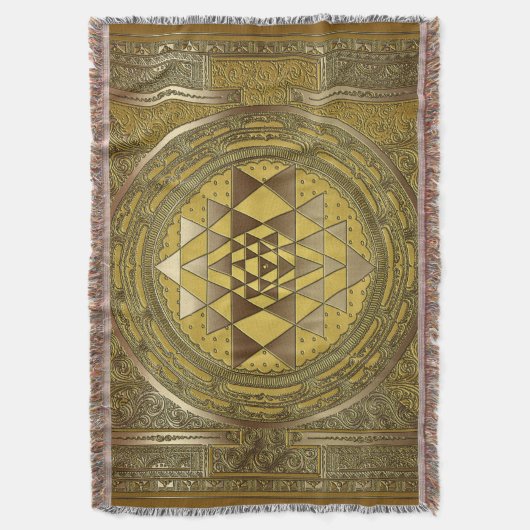 Sri Yantra Gold - Throw Blanket Decke (Vorderseite Vertikal)
