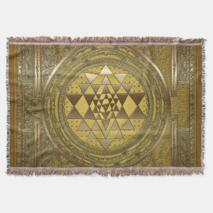 Sri Yantra Gold - Throw Blanket Decke