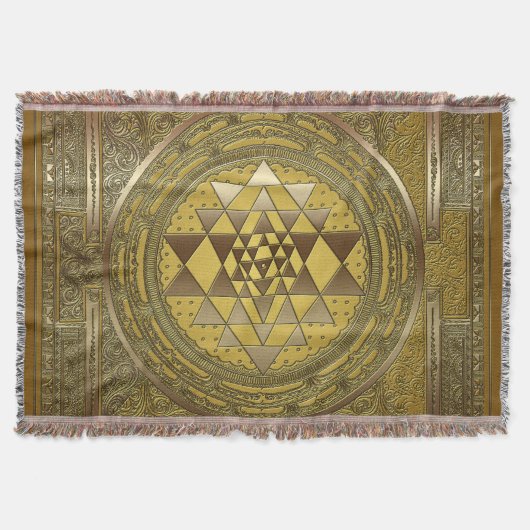 Sri Yantra Gold - Throw Blanket Decke (Vorderseite)