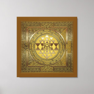 Sri Yantra Gold - Wrapped Canvas Leinwanddruck
