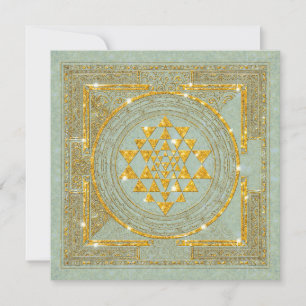 Sri Yantra Golden Glitzer - Einladungskarte Einladung