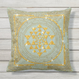 Sri Yantra Golden Glitzer - Kissen