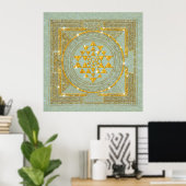 Sri Yantra Golden Glitzer - Poster (Heimbüro)